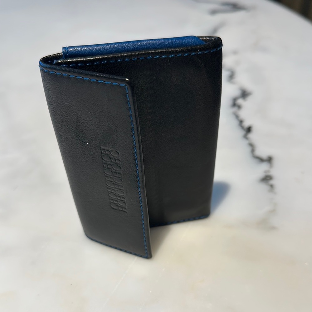 Carolina Herrera CH black and royal blue card holder